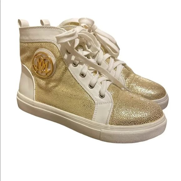 Catherine Malandrino Shoes - Catherine Malandrino Ankle Sneakers/Booties Lace up. Gold snakeskin. Y2K style.